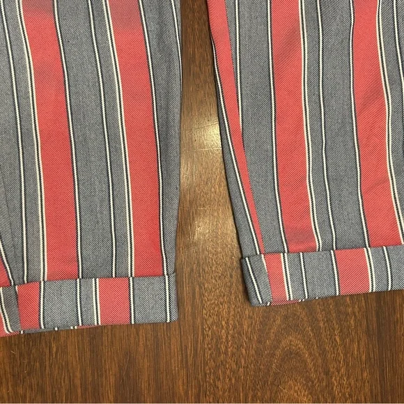 BCBGMaxAzria Women's Red and Gray Striped Cropped Pants - Picture 4 of 5